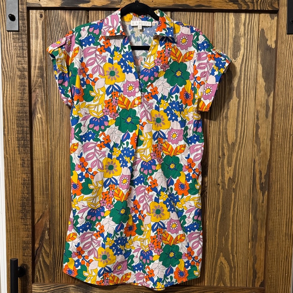 Karlie Multicolor Floral V-neck Shirt Dress